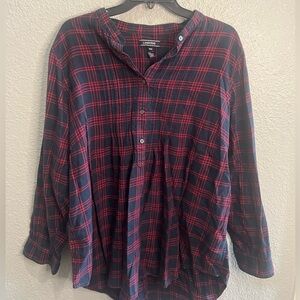 Lands' End 3/4 Sleeve Flannel Blouse - Size 18W